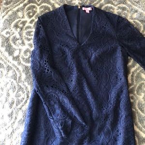 Lilly Pulitzer lace long sleeve navy dress